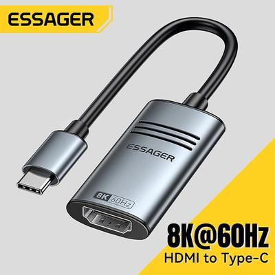 Essager Adaptér HDMI na USB typu C pro iPhone MacBook Pro Air iPad Samsung Galaxy 8K@60Hz 4K@120Hz/144Hz HD TV kabelový konvertor