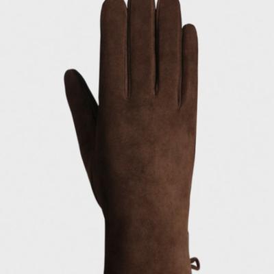 SARTOR Belted Women's Touch Suede Gloves Brown