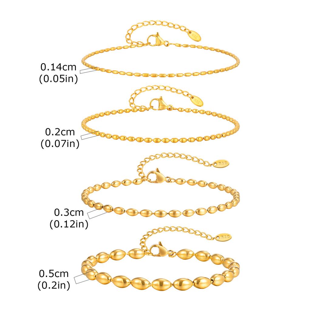 Vnox Maximalist Gold Plated Ball Beads Chain Anklet For Women, Stainless Steel Stacked Thick Thin Chain, Foot Leg Jewelry Gifts