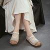 Johnature Genuine Leather Retro Hollow-out Breathable Flat Sandals Square Toe Comfortable Women's Shoes