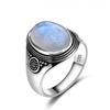 Vintage S925 Sterling Silber Natürlicher Labradorit Mondstein Ring 10x14MM Großer Türkis Lapislazuli Retro Ring für Damen Herren