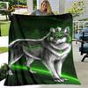 3D Wolf Spirit Fenrir Moon Dream Animal Blanket,Flannel Blanket Throw Blanket,Warm Blanket for Living Room Bedroom Beds Sofa