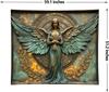 Bronze Angel Statue with Wings and Wheat Wall Art 2D Printing Cloth Spiritual Decor Mythical Figure Home Gallery Tapestry
