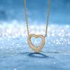 0.6 CTW S925 Sterling Silver 14K Gold Plated Double Layer Paved Hollow Heart Moissanite GRA Certified Pendant Necklace Love