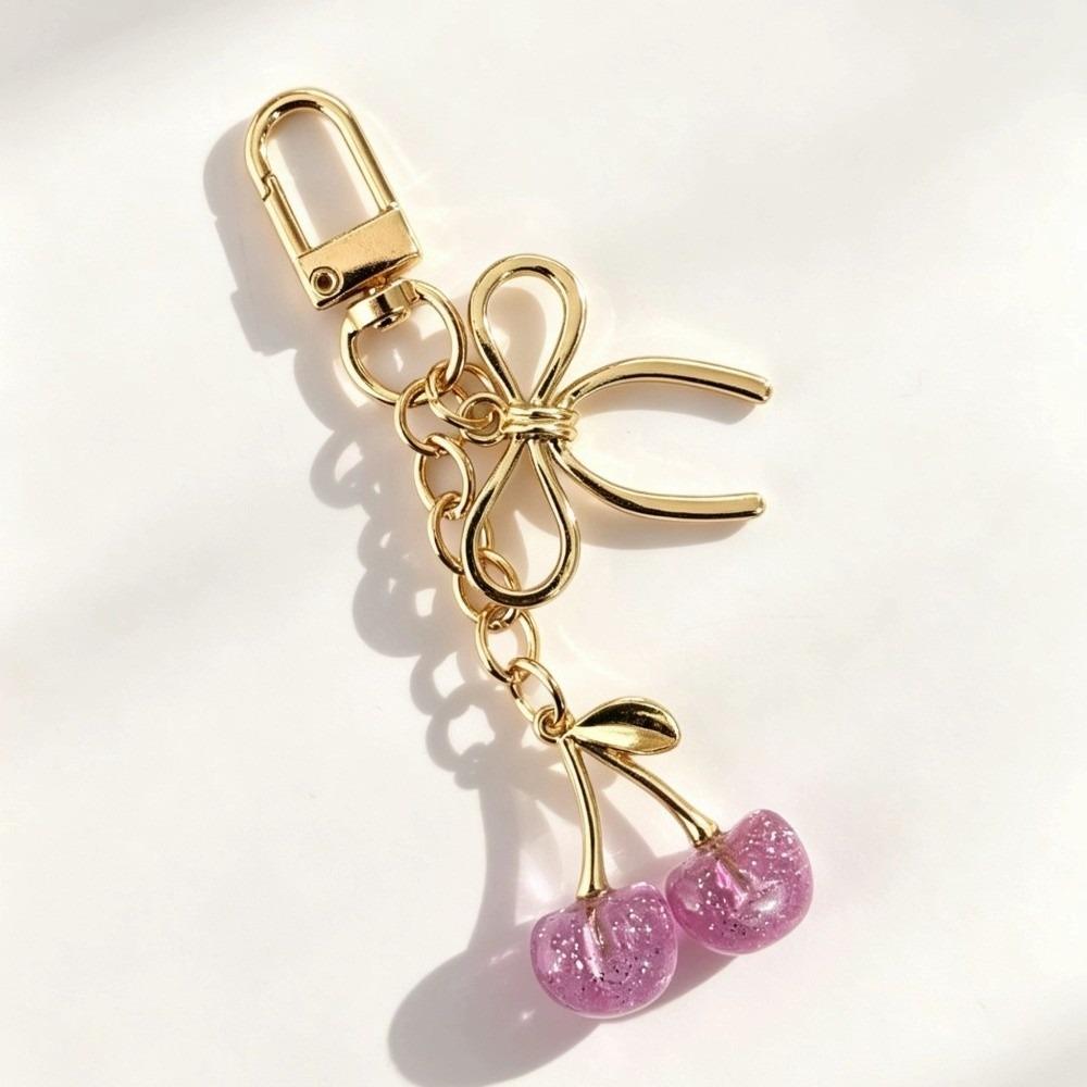 Red Cherry Cherry Keyring Pearl Bow Cherry Bag Pendant Cherry Keychain Backpack Accessory