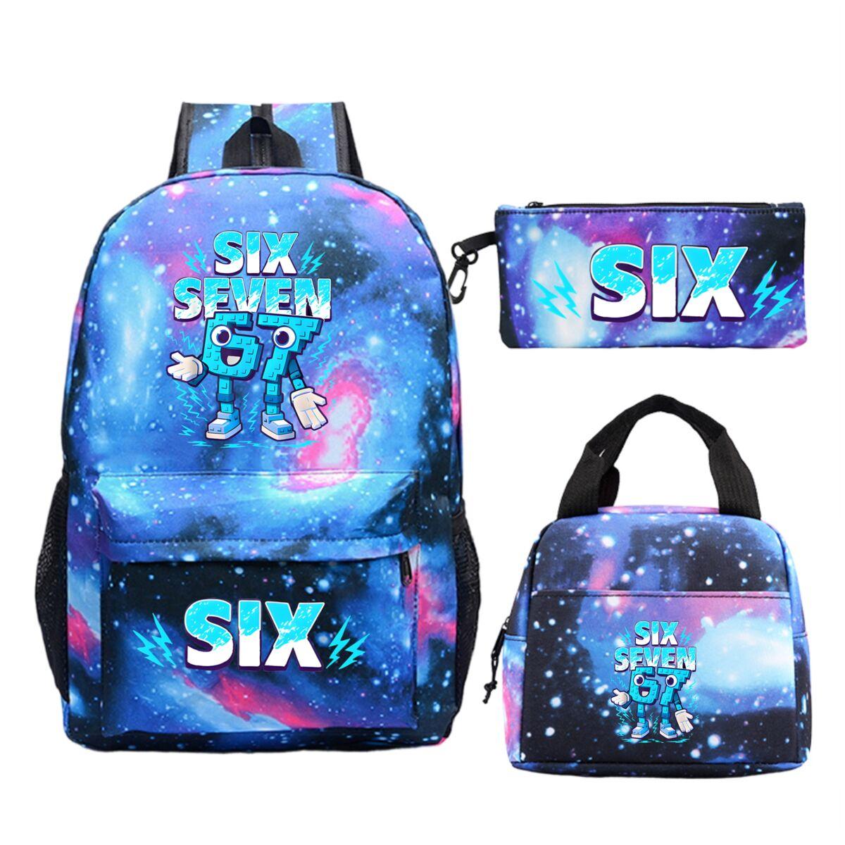Leuke Zes Zeven Print 3 Stuks/Set Rugzak Tiener Jongen Meisje Terug naar School Schooltas 67 Italiaanse Hersenkronkel Lunchtas Rucksack Etui