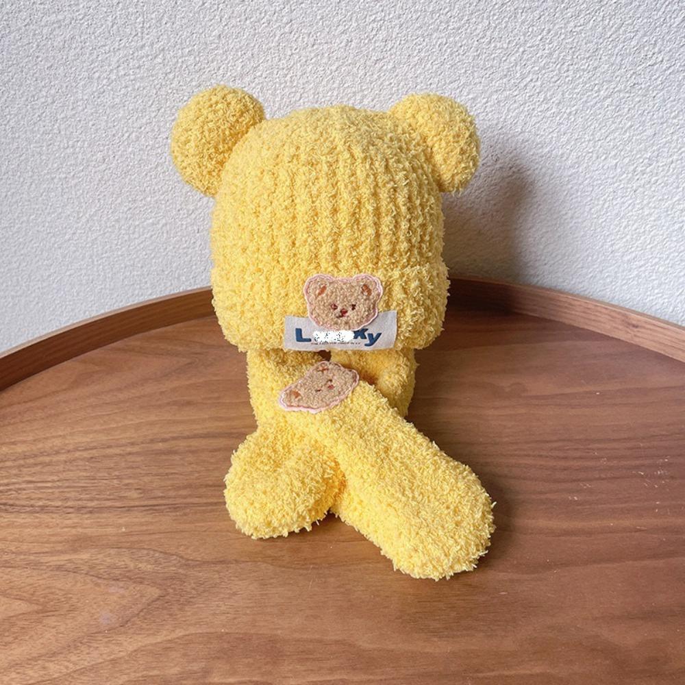 21 Colors Baby Hat Autumn and Winter Plush Scarf Two Sets, Baby Boys and Girls Bear Cute Warm Thickened Toddler Hat