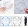 2pc Multifunction Rotatable Drawing Template Art Design Construction Architect Geometry Circle Drafting Measuring Scale Ruler