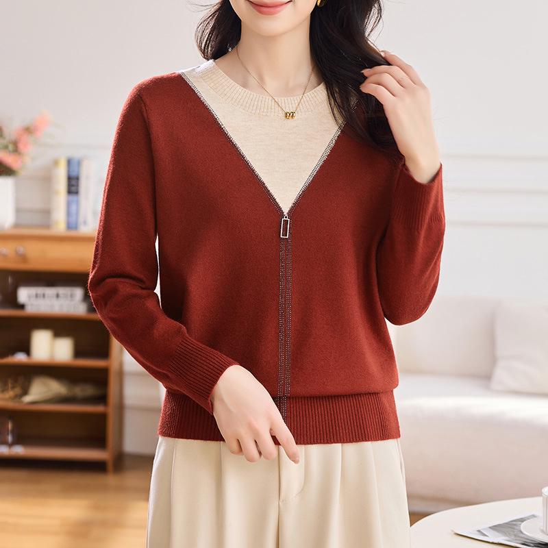 

Women s Fashion Long-Sleeve Knitted Top for Middle-Aged and Elderly XXL (110-125 jin)