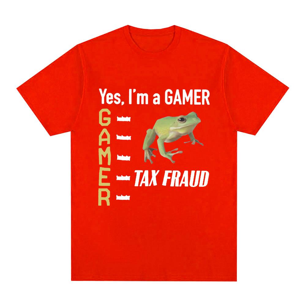Steuerhinterziehung Gamer Lustiges Frosch Meme T-Shirt Männer Frauen Mode Hip Hop Vintage T-Shirt 100% Baumwolle Lässig Locker Kurzarm T-Shirts