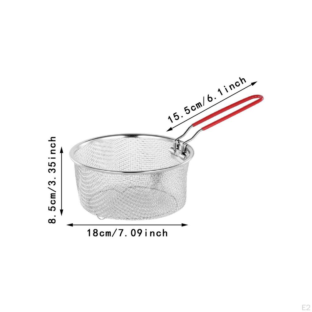 Deep Fry Basket In Stainless Steel for Kitchen Use, Wire Strainer Frying