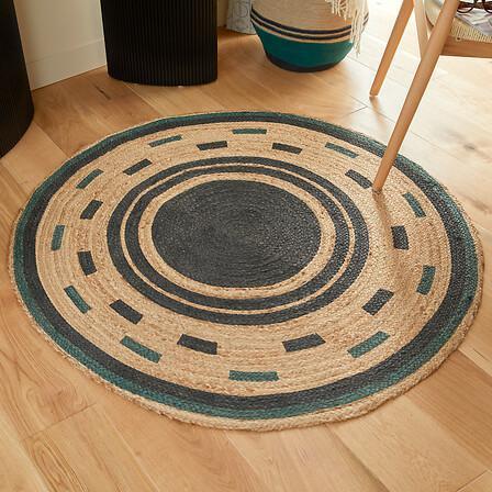 Malakite Jute Rug Round 120 Cm Black/Natural