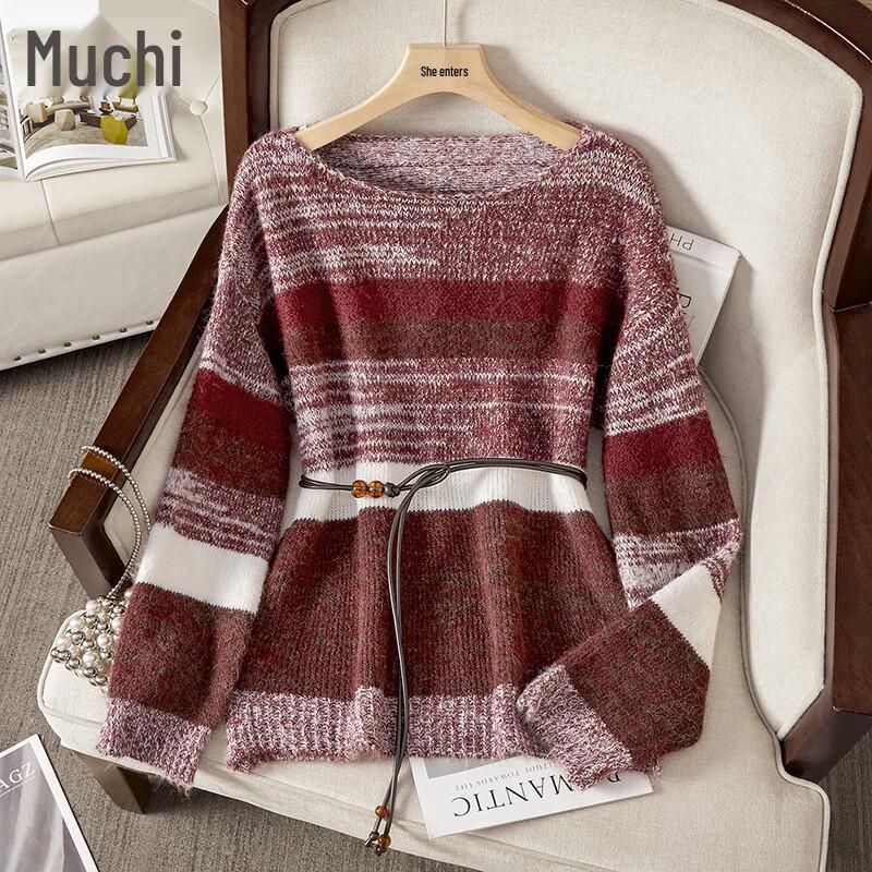 Women's Color-Block Striped Wool Blend Knit Sweater