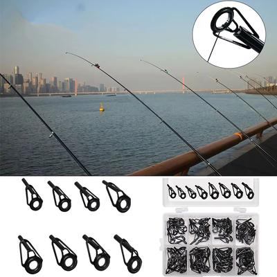 8/16/80Pcs Black Fishing Rod Guide for Spinning Casting Fishing Rod Building Repair Eye Line Ring Fishing Accessory