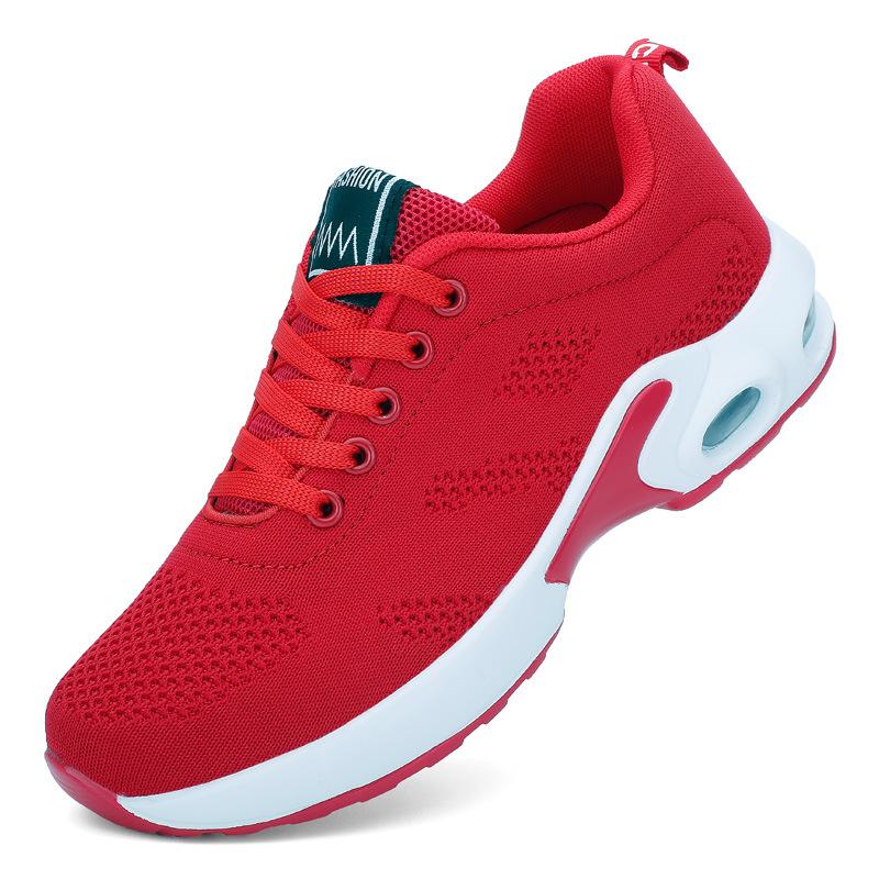 Large Size Women's Shoes Sports Shoes Summer Running Shoes Fashion Air Cushion Fly-woven Shoes Hollow Fly-woven Breathable Mesh Shoes