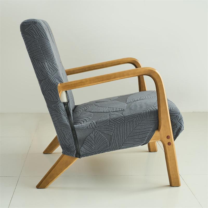 Leaf Jacquard Armchair Cover Elastic Zipper Chair Protective Case Nordic Style Chair Furniture Protector Decor for Living Room