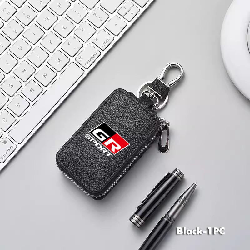 Leather Car Keychain Bag Organizer Key Zipper Case Bag Protection Cover For Toyota Chr Corolla Camry Rav4 Yaris GR Prius