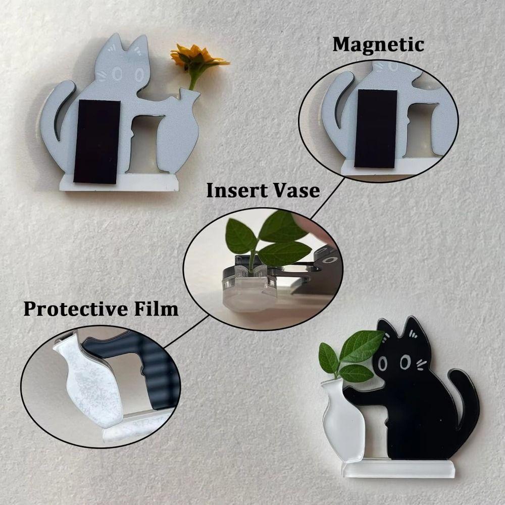 Svart Katt Skjuter Katthårssamlare Kreativ Kylskåpsmagnet Vas Dekor Pälssamlare