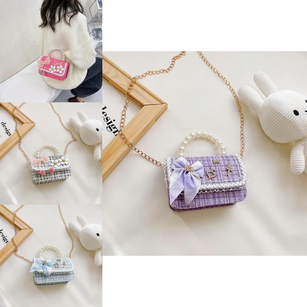 Childrens Korean Cute Mini Bag With Cotton Material And Playful Butterfly Or Flower Detailing