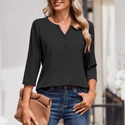Damska Moda Casualowy Top w Jednolitym Kolorze