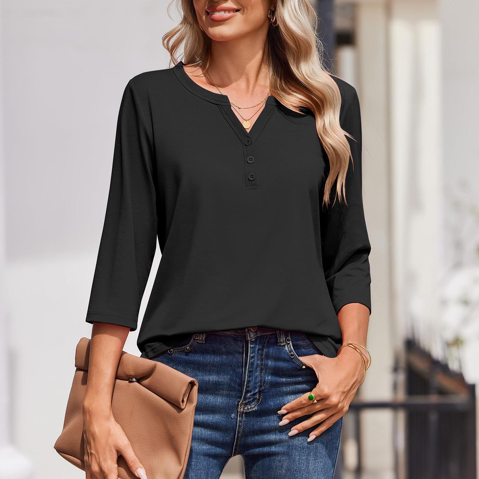 

Women s Fashion Casual Solid-Colour Top L