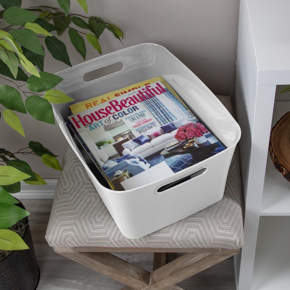 3 Pack Large Storage Bins Plastic Containers with Handles Organizing Closet Kitchen Bathroom Living Space