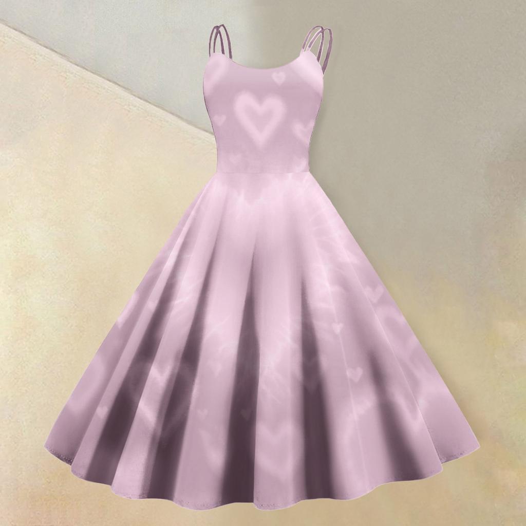 Women's Valentine's Day Love Heart Print Sexy Off Shoulder Vintage Dress