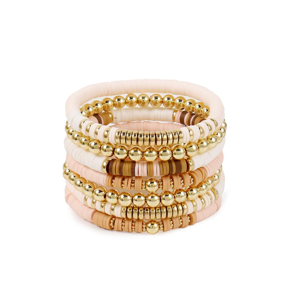 Badu Stackable Heishi Beaded Bracelets For Women Colorful Polymer Clay Beads Surfer Boho Bracelet Summer Beach Jewelry Set