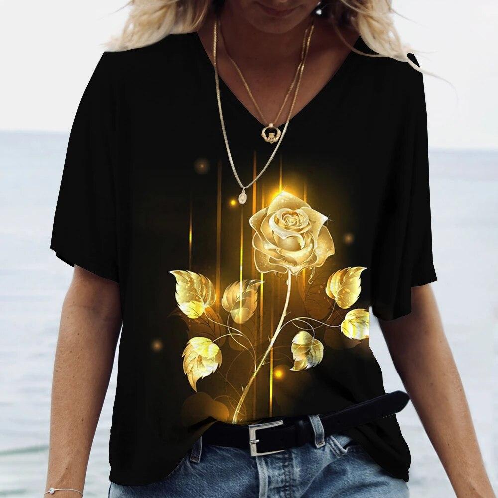 

Женская футболка, летние модные топы с v-образным вырезом и короткими рукавами, одежда для девочек, футболки, одежда в стиле Харадзюку, вечерние повседневные блузки 6xl