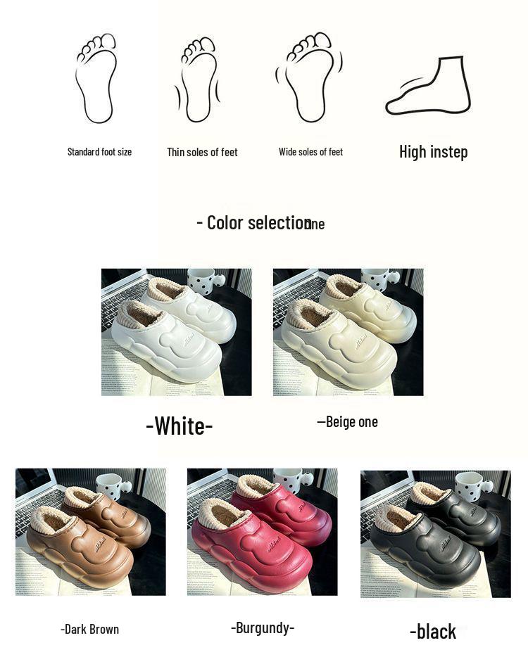 Women's Waterproof Bag and Fleece-Lined Cotton Slippers: Winter 2025 Warm, Thick, Outdoor Shoes