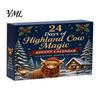 Decorative Bag Charms Highland Cow Advent Calendar, 24 Unique Acrylic Ornaments, Collection 2D Flat Hanging for Christmas Tree Decoration Festive