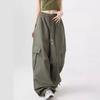 Pantaloni Cargo da Donna Casual Ampi con Elastico in Vita Autunno Primavera Moda Semplice Tinta Unita Gamba Dritta