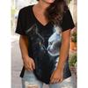 Casual Fashion Simple Abstract Painting Animal Black and White Cat Breathable 3D Printed V-neck Short Sleeve T-shirt Casual Sports Shirt