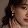 Natural Baroque Pearl Stud Earrings Button Simple High-end Earrings Fashion Temperament Earrings Women's Silver Needle Earrings