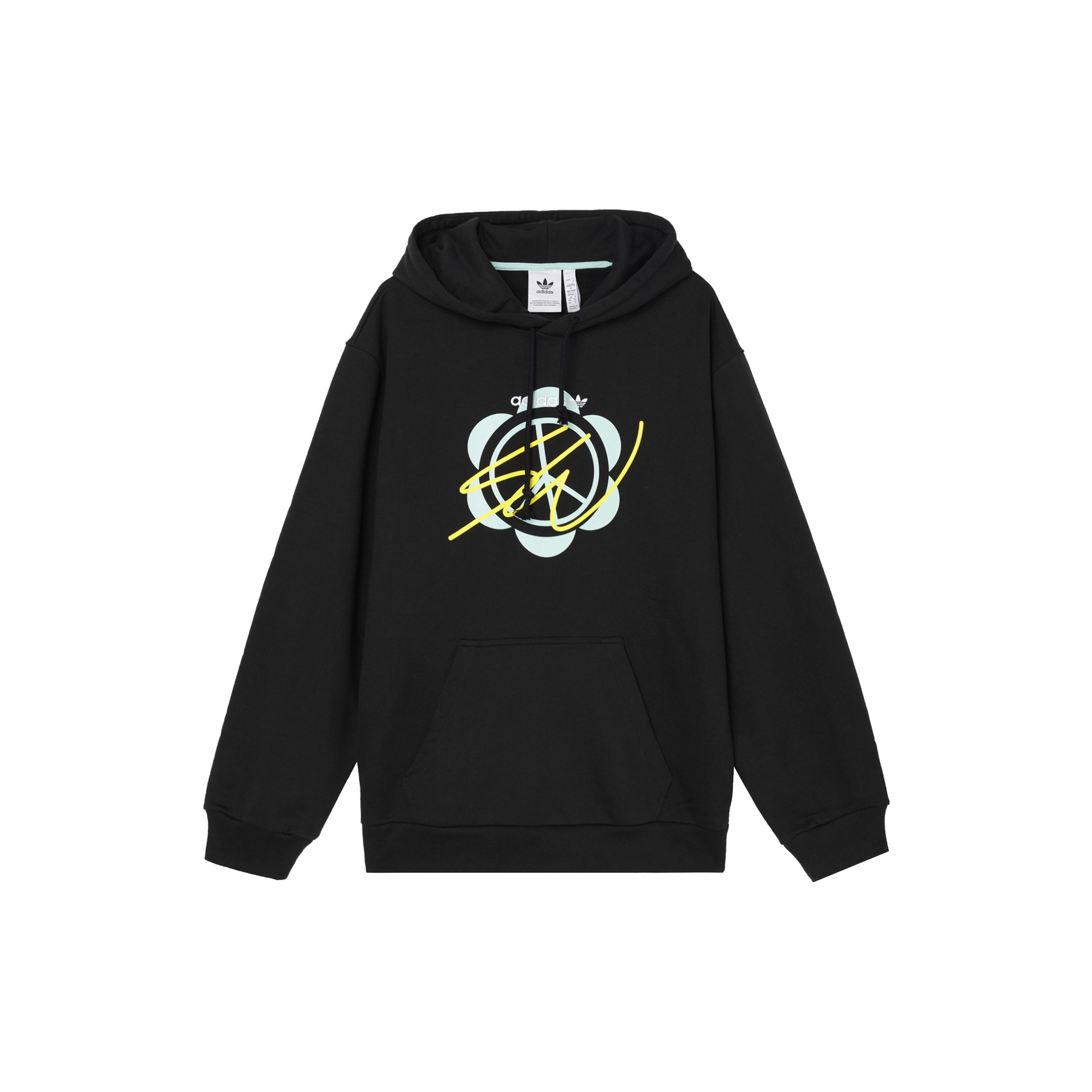 

Мужская толстовка с капюшоном Adidas Originals с логотипом трилистника и шнурком с длинными рукавами, черная HC6267 S