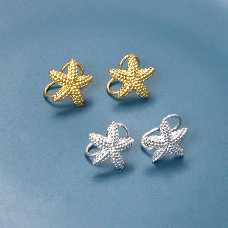 Starfish S925 Silver Stud Earrings for Women - Simple, Cold Style No-Piercing Clips