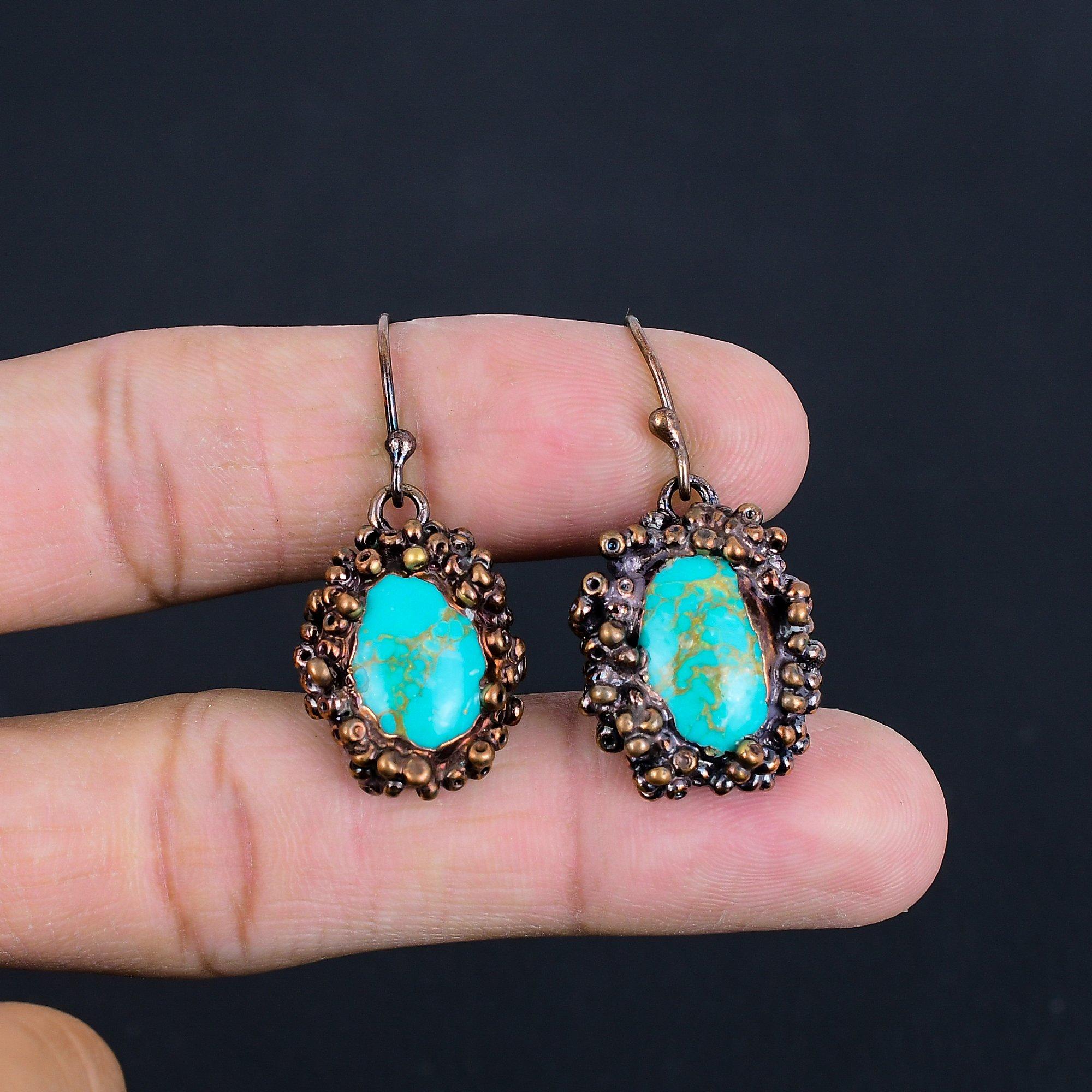 

Серьги из зеленой меди и бирюзы, ювелирные изделия из серебра 925 пробы с драгоценными камнями, серьги ручной работы, потрясающие ювелирные изделия, подарок для нее 2.55 Inches