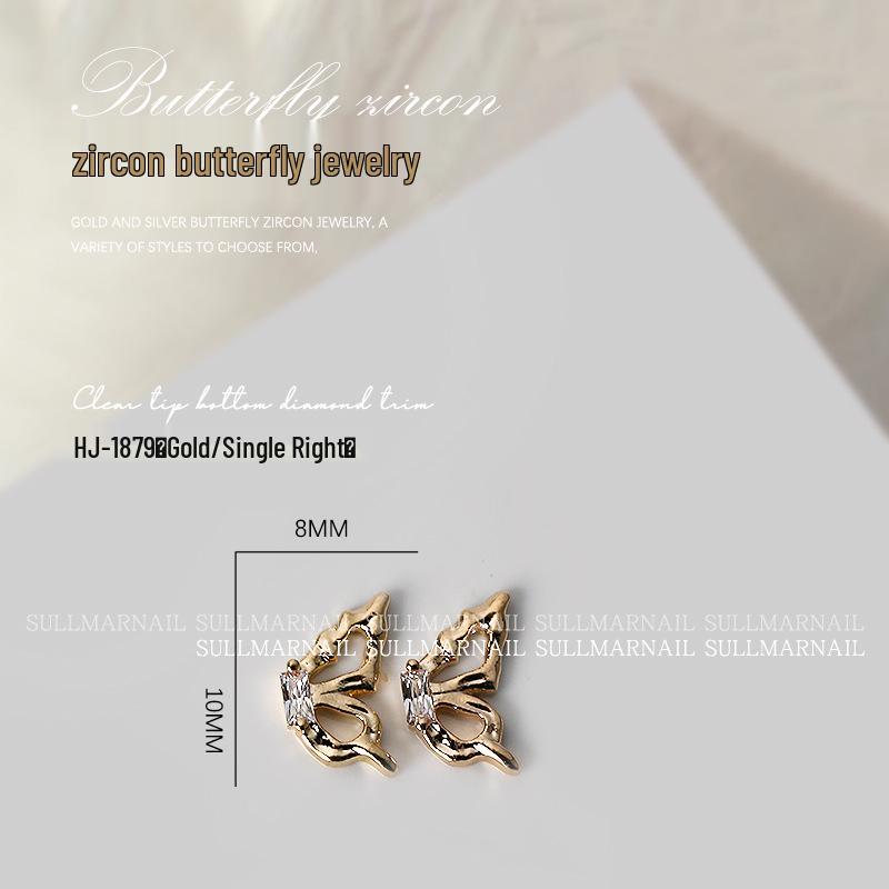 Butterfly Zircon Nail Art Jewelry: Pearl, Ribbon, Gold & Silver Pendant