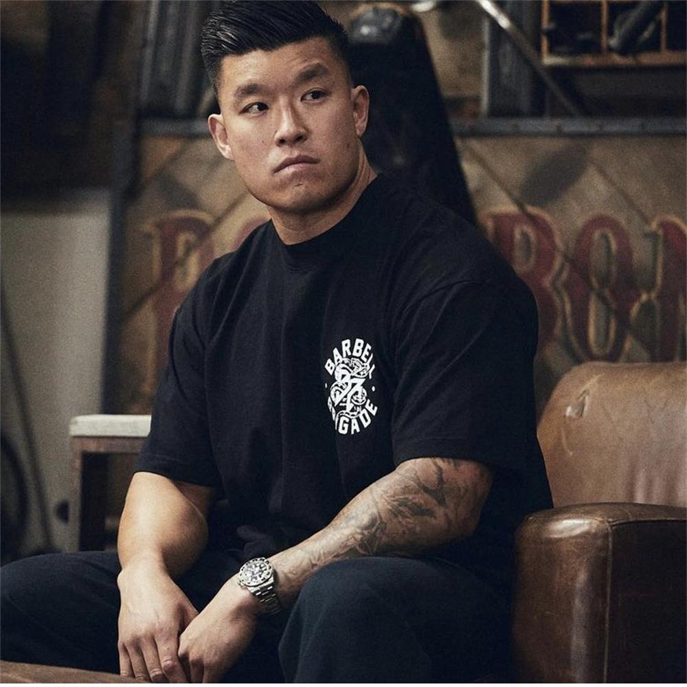 Barbell Snake Print 210G 100% Cotton Summer Men Women Gym Unisex Breathable T-shirt Fitness Bodybuilding Workout Tee Tops 3XL