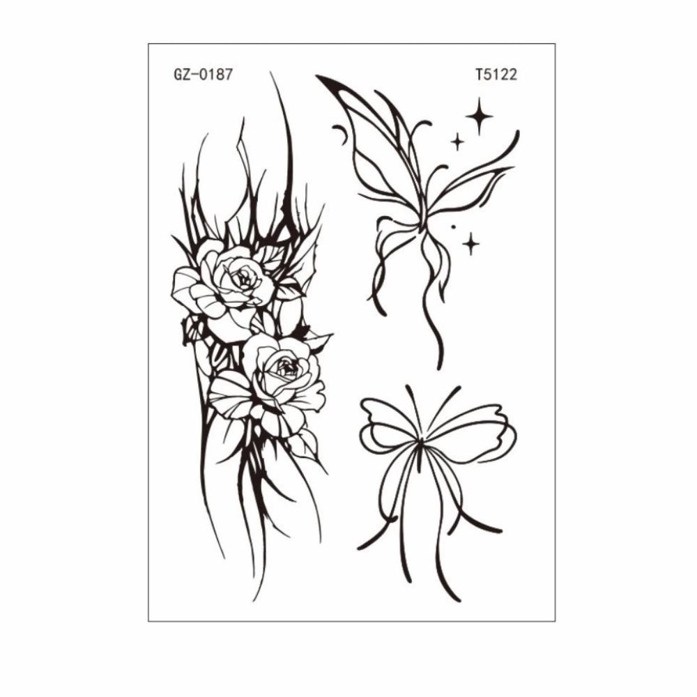 Elegant Temporary Tattoo Stickers Long-lasting Body Art Tattoo Flower Tattoo Stickers Party