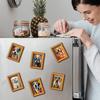 Artistic Dog Themed Refrigerator Magnets Natural Wood Frame Fridge Magnets for Kitchen Decoration