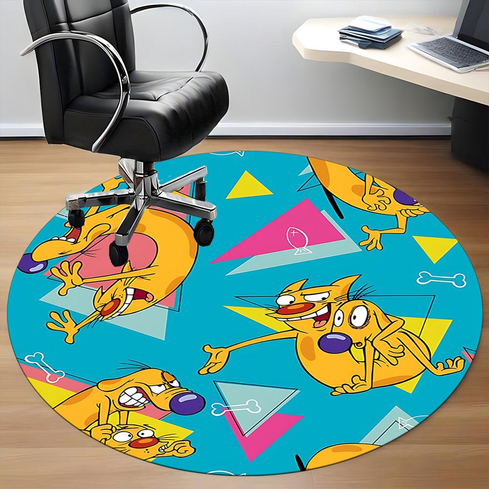 1pc CatDog Office Round Area Rug, Bedroom Living Room Home Decor, Room Deco,  Offic A1016081