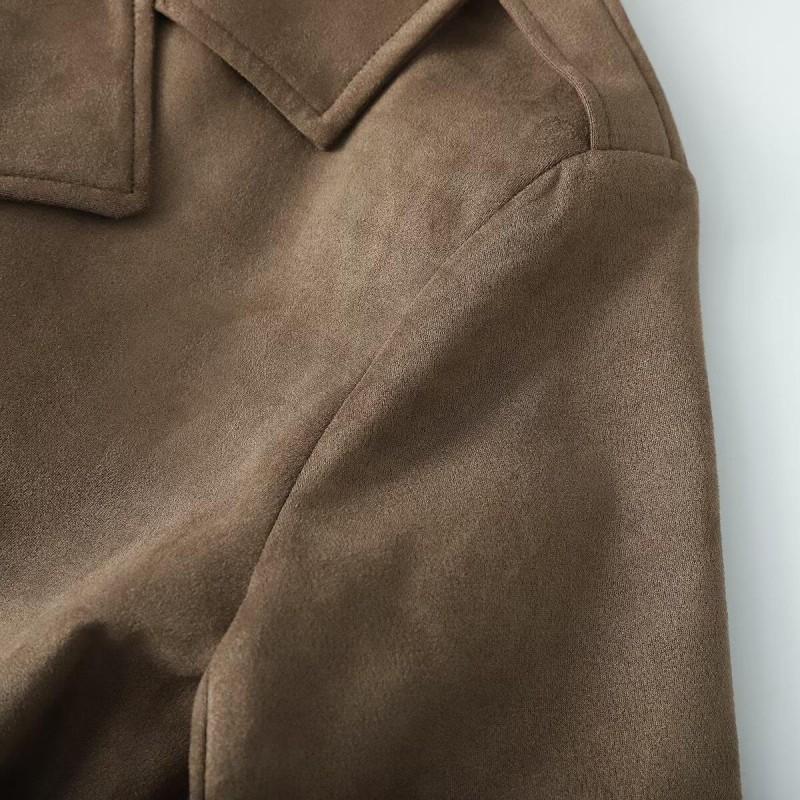 Womens Windbreaker Coat With Tie Waist Double-Breasted Front Mid-Length Street Style Trench