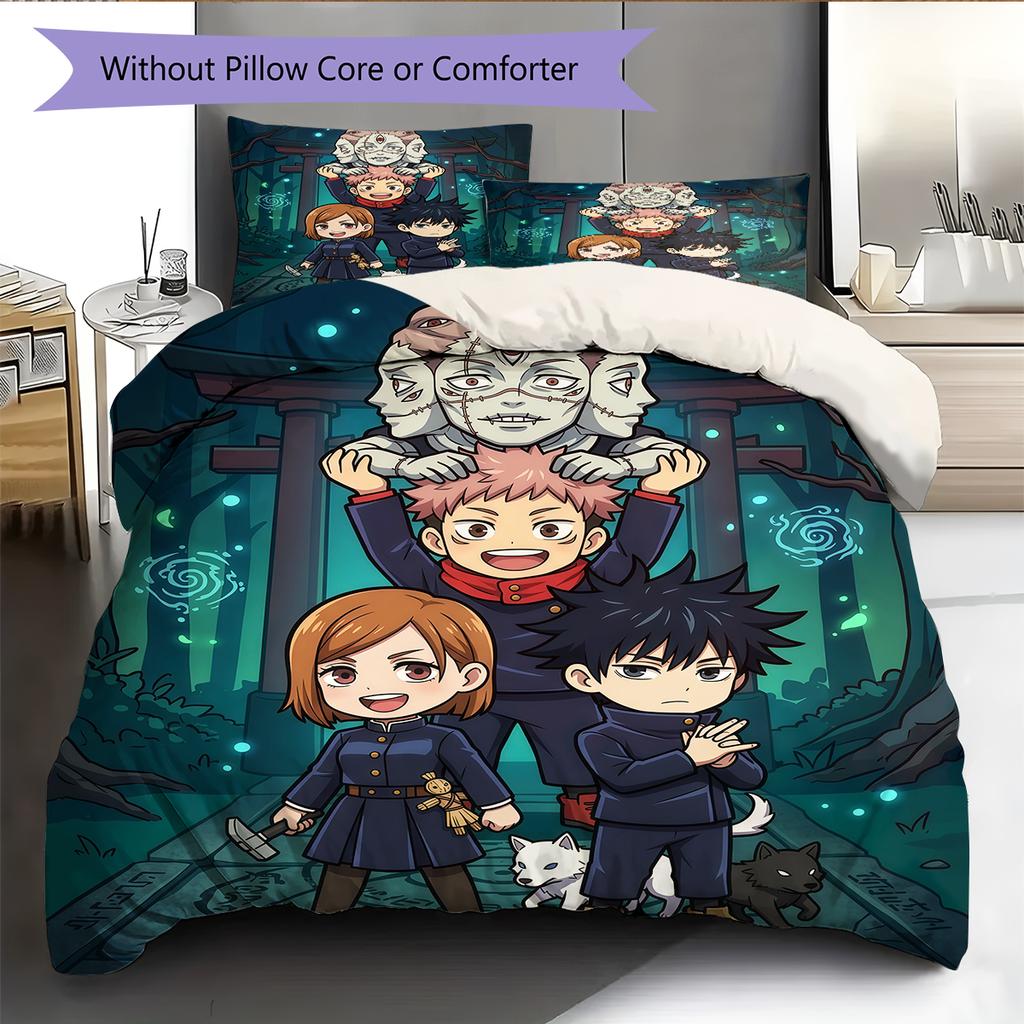 J-Jujutsu K-Kaisens Chibi Character Set Duvet Cover & Pillowcase, Birthday & Holiday Gift.chl