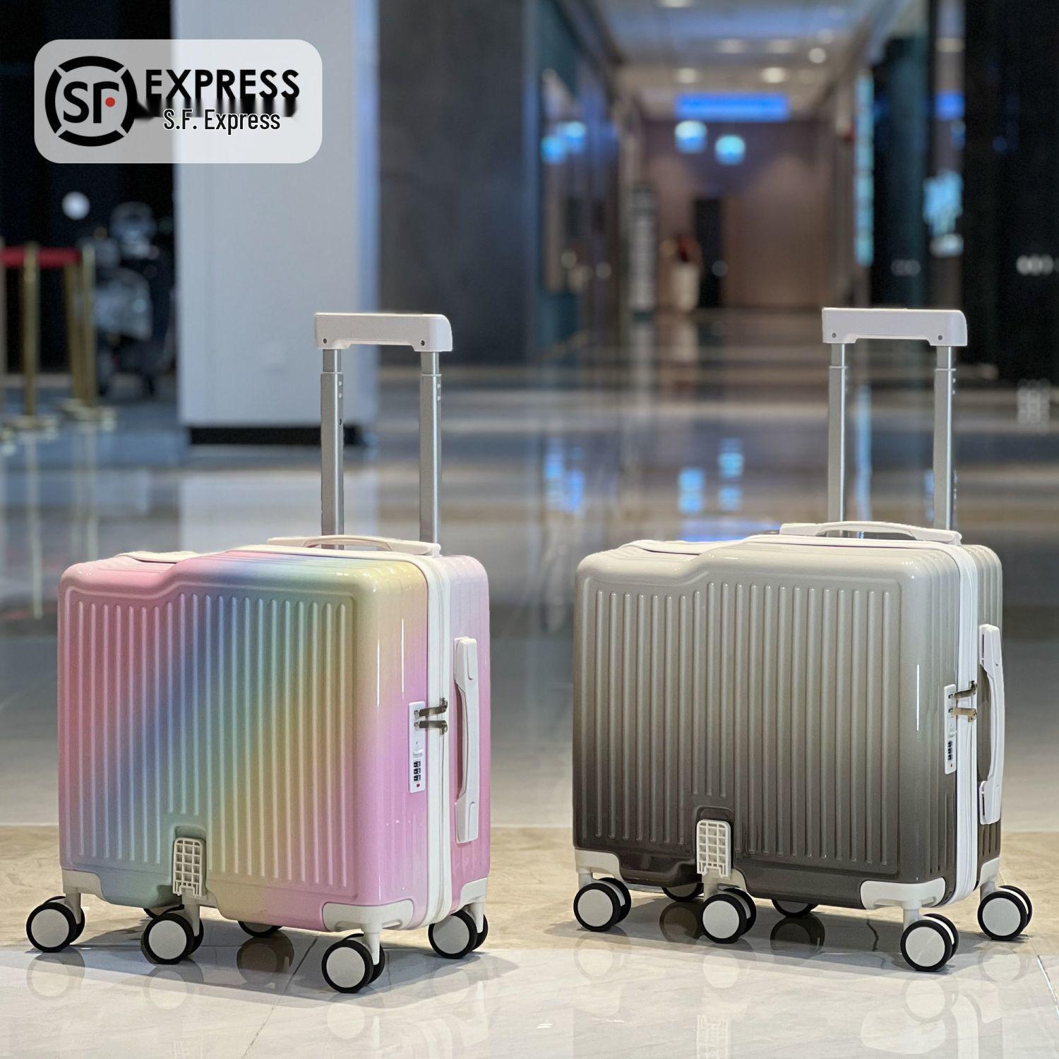 

Girls Lightweight 20-Inch Ride-On Trolley Suitcase for Elementary Students with Combination Lock 18-inch + six wheels + foldable footboard