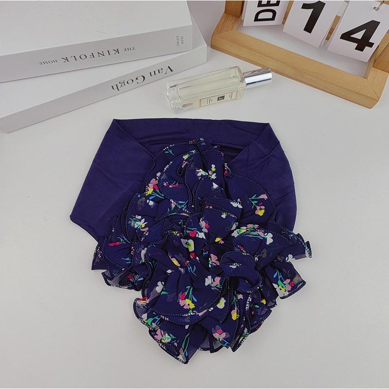 Korean Floral Chiffon Neck Guard False Collar Hedging Scarf Summer Women Ice Silk Protect Cervical Elastic Bib Headneck P51