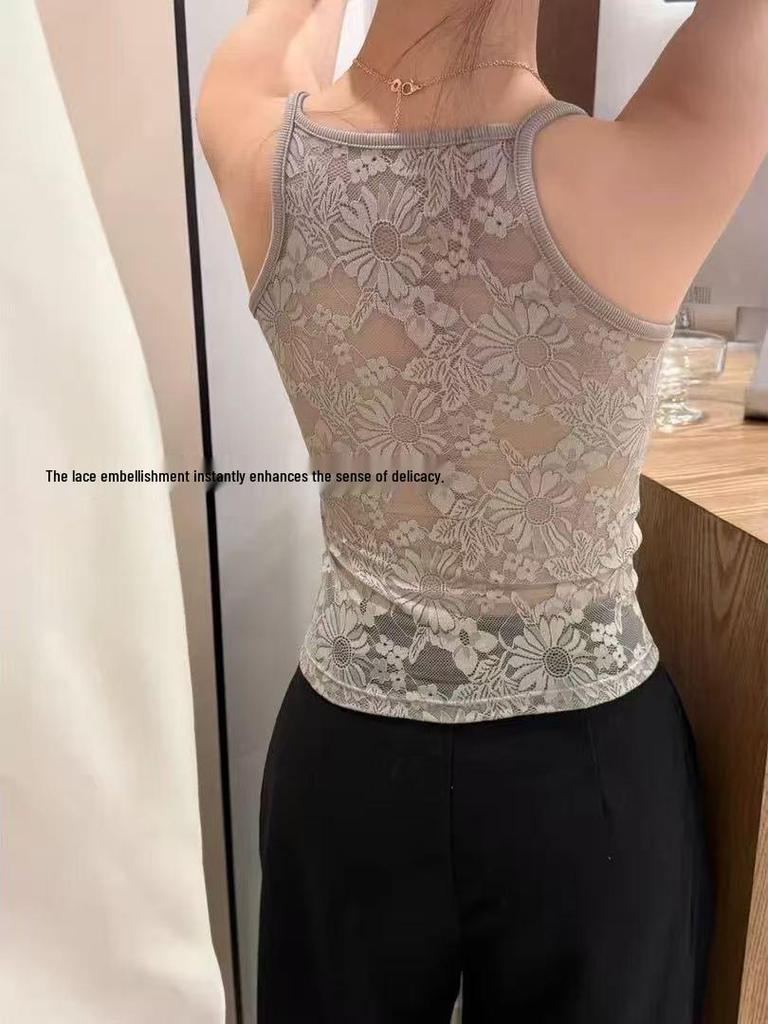 Lace Bandeau Camisole with Chest Pads - Slimming Versatile Layer Top for Women