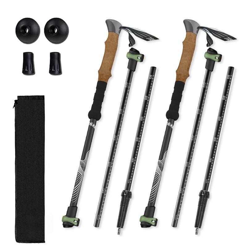 Professional 7075 Aluminum Alloy Telescopic Folding Hiking Poles with Non-slip Double Sponge Grip