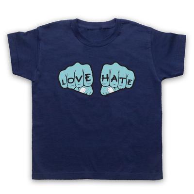 Miłość Nienawiść Knuckles Tatuaż Retro Vintage Śmieszny Fajny Dziecięcy T-Shirt
