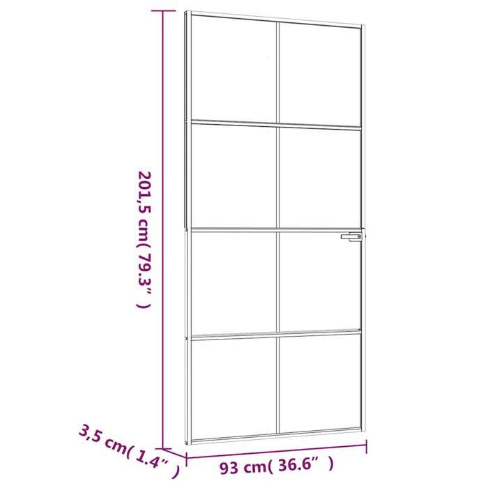 VidaXL Interior Door White 93x201.5 Cm Tempered Glass Thin Aluminum 153672